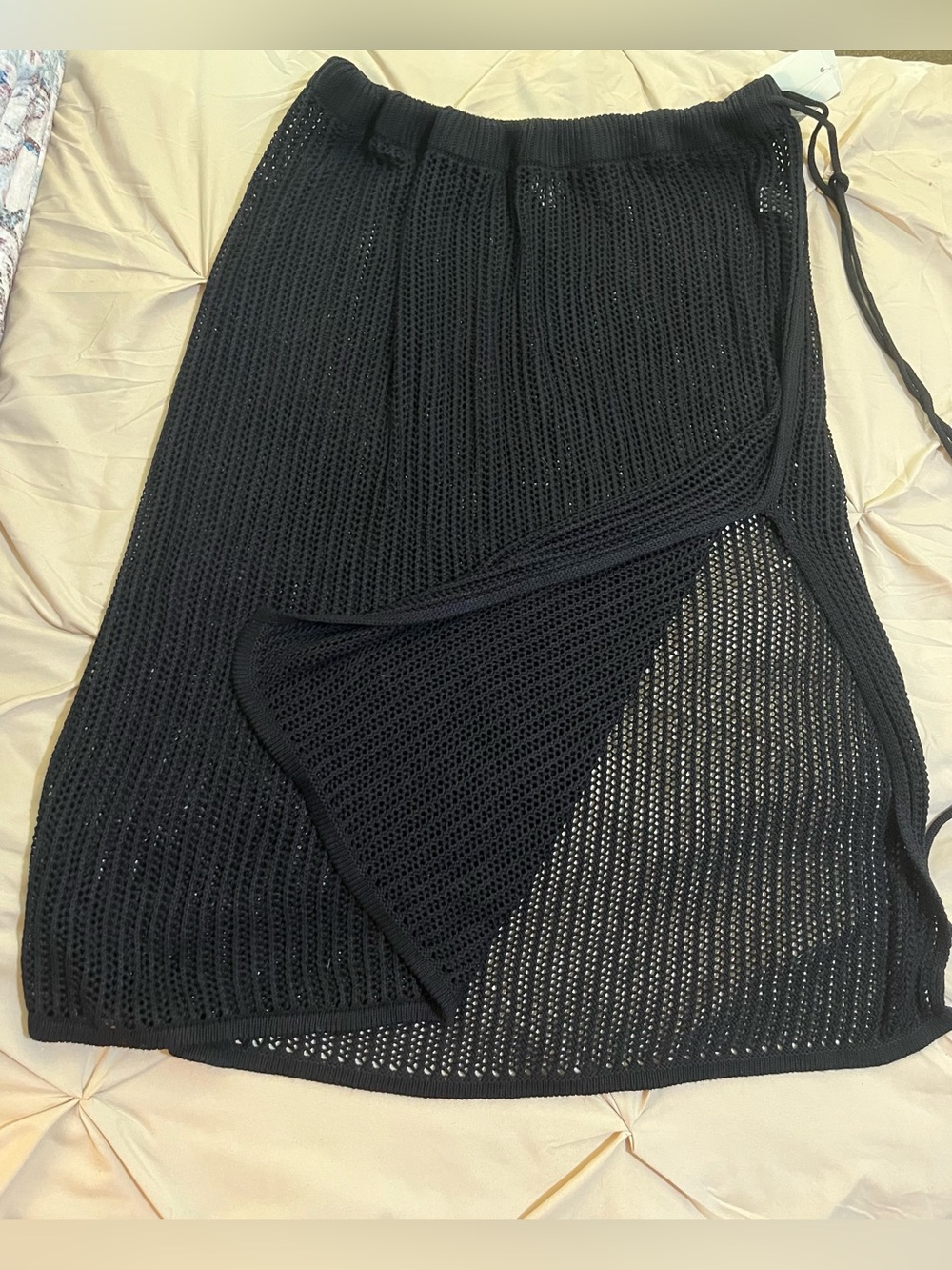 Black Crocheted Split Skirt Swimsuit Coverup Size 2X. NWT